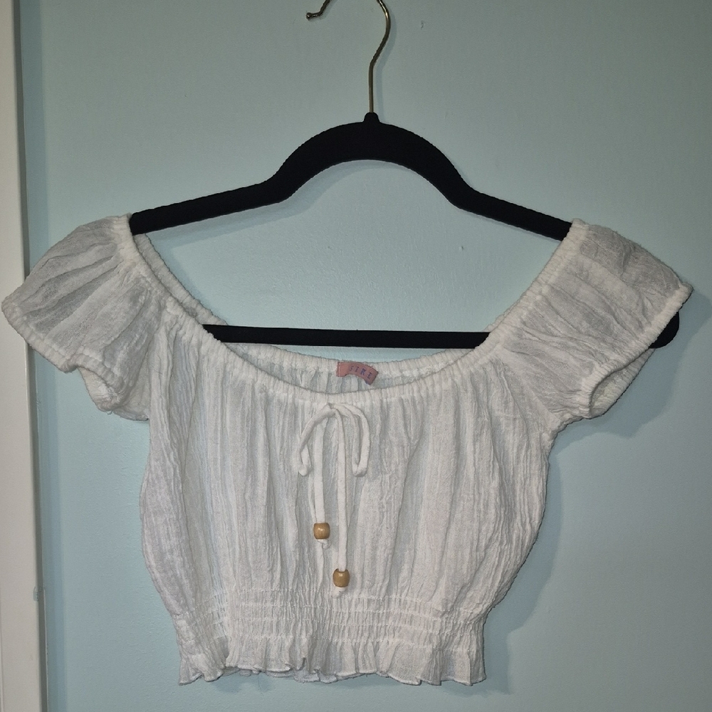 Sirens White Cropped Top With Tie Front Size S NWOT